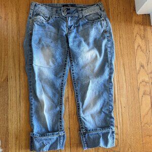 Angel Brand Cuffed Capri Denim with Embroidered Pockets